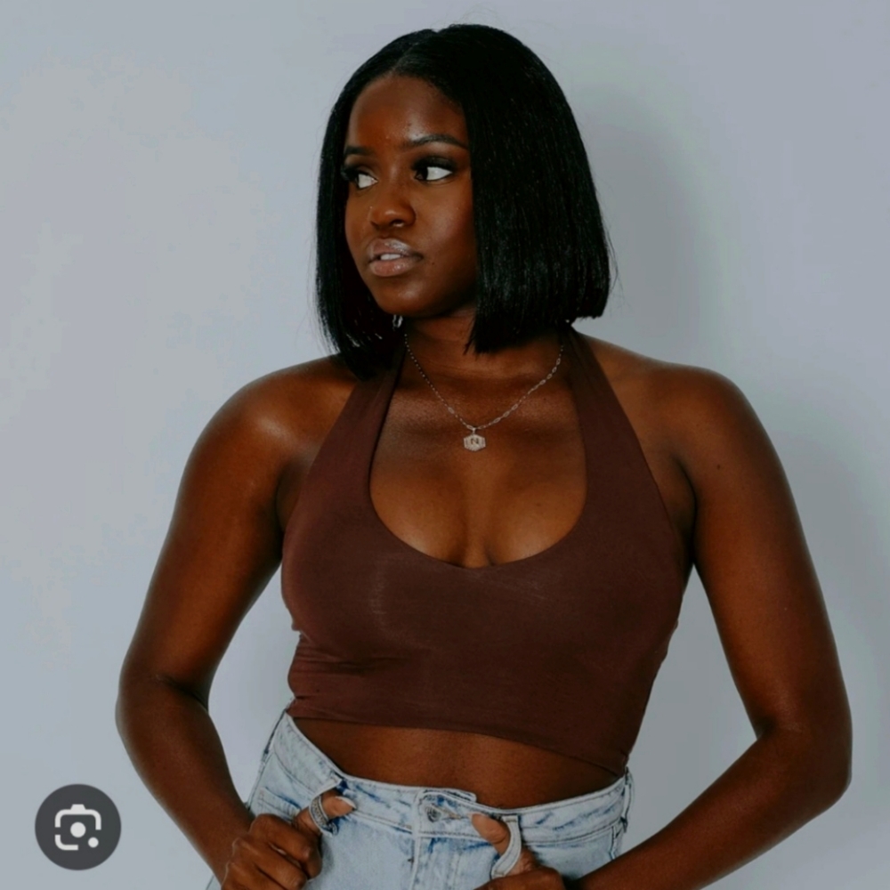 Halter Brami Ultra Crop Top XL BROWN